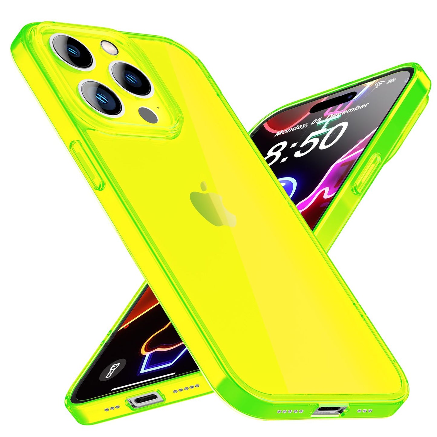 Neon Hülle für iPhone 14 Pro Max, Durchscheinend Bunt Handyhülle TPU Schutzhülle