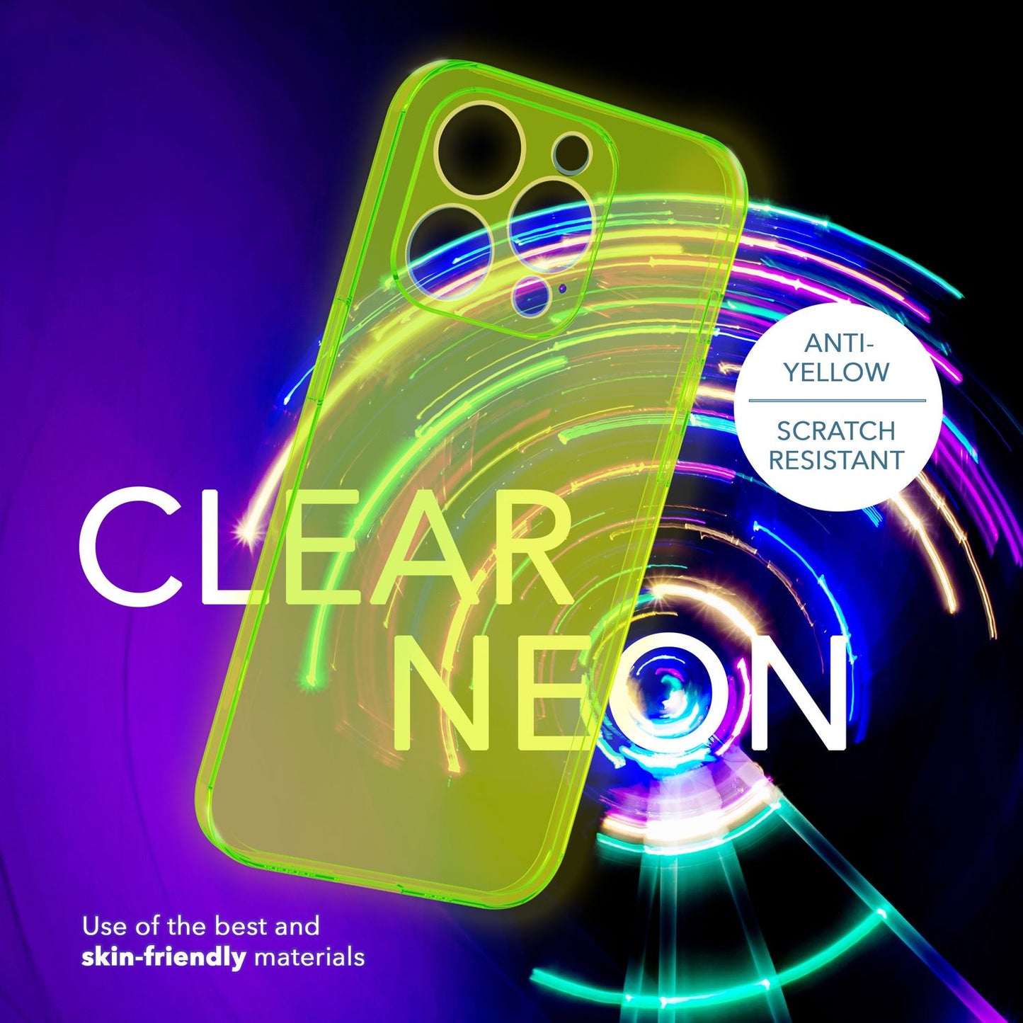 Neon Hülle für iPhone 14 Pro Max, Durchscheinend Bunt Handyhülle TPU Schutzhülle