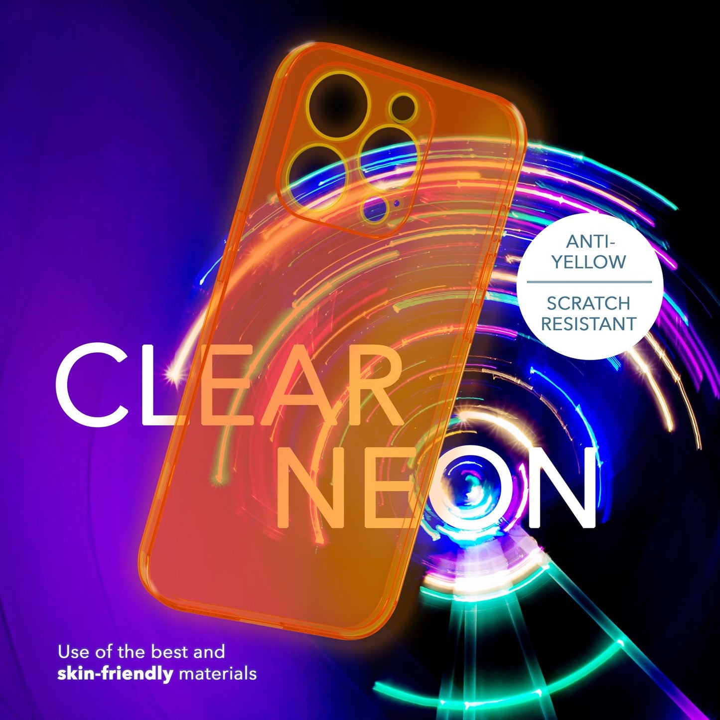 Neon Hülle für iPhone 14 Pro Max, Durchscheinend Bunt Handyhülle TPU Schutzhülle