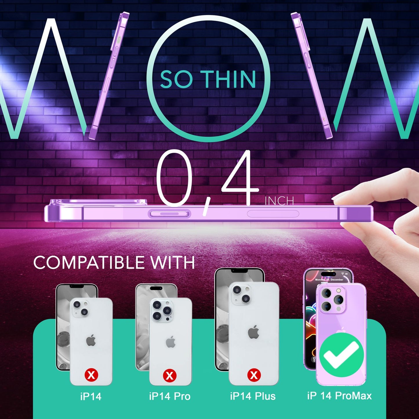 Neon Hülle für iPhone 14 Pro Max, Durchscheinend Bunt Handyhülle TPU Schutzhülle