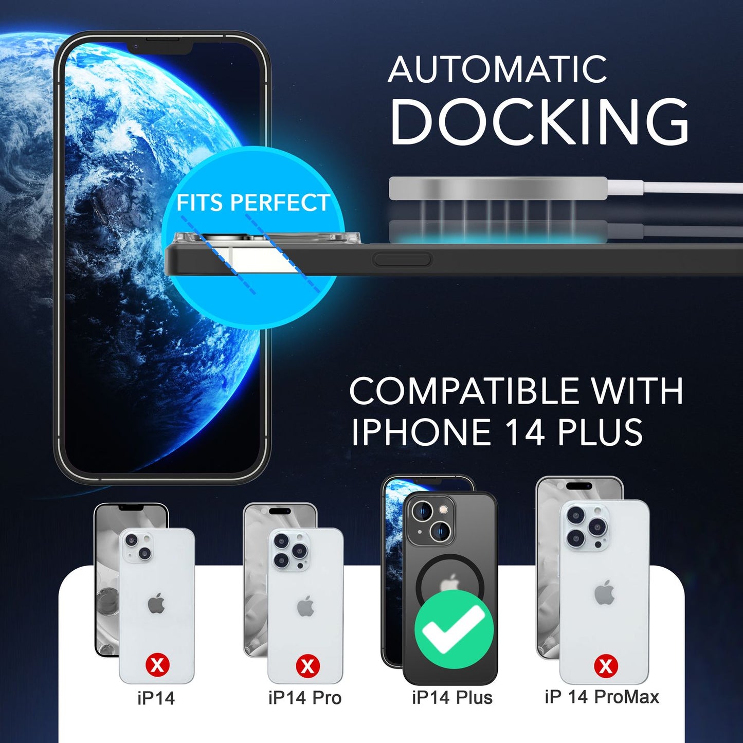 Carcasă Mattex MagPower MagSafe semi-transparentă - Dimensiune pentru iPhone 14 Plus, 2x folii de protecție pentru ecran