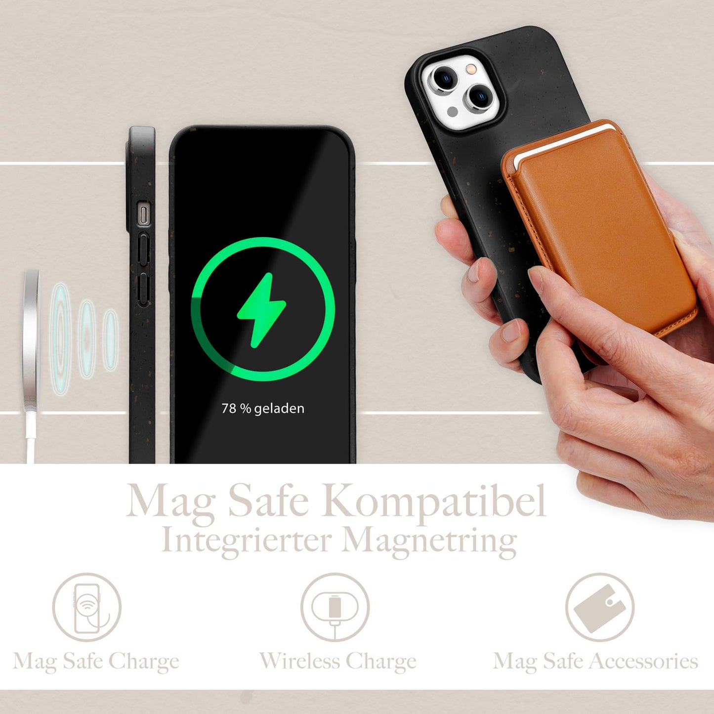 NALIA Berlin Bio Hülle MagSafe - Größe Passend Für iPhone 14 Plus, Material Bio Recycling, Umweltfreundlich