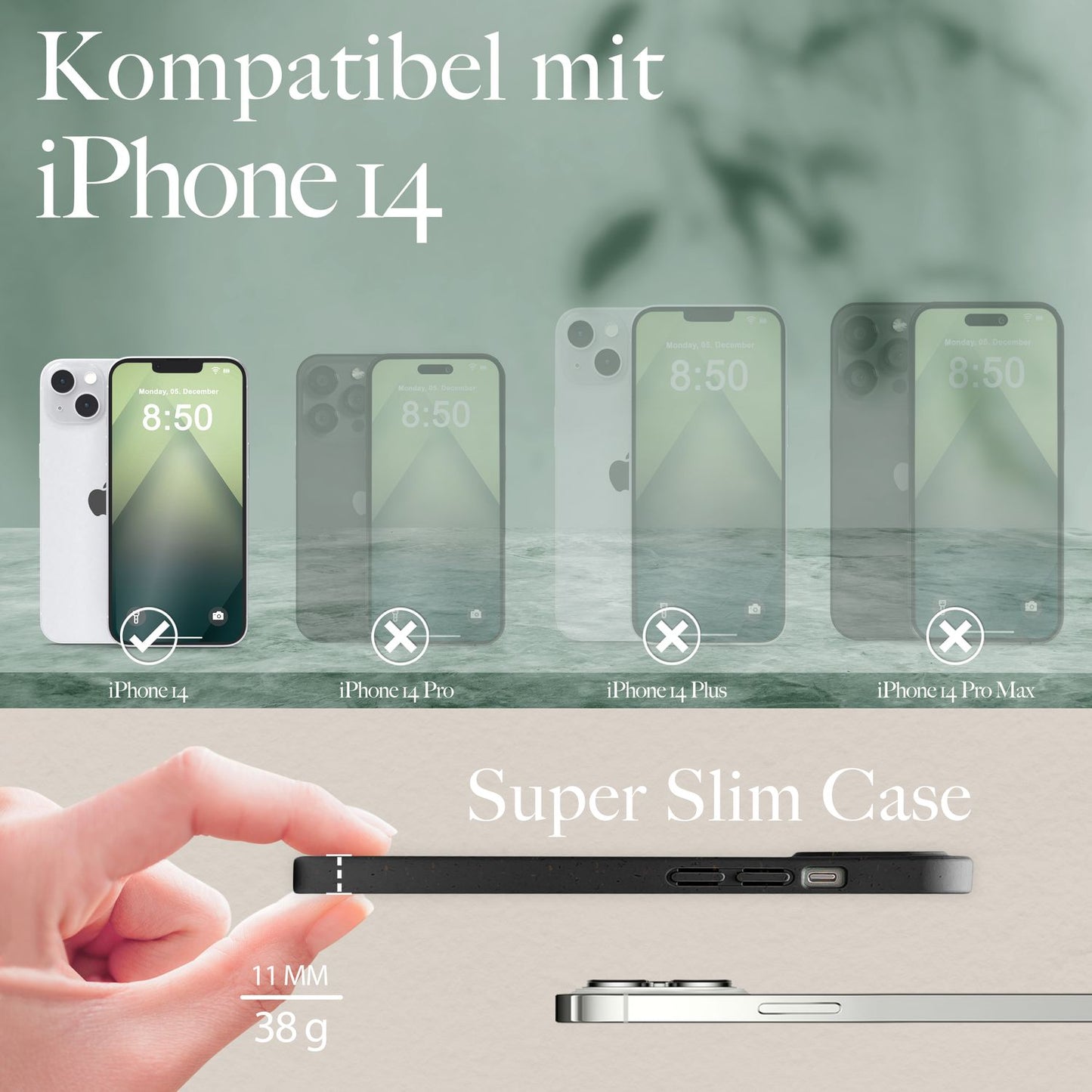 BioVera Hülle Umweltfreundlich - Kompatibel iPhone 14, Recycelte Materialien, Dünn