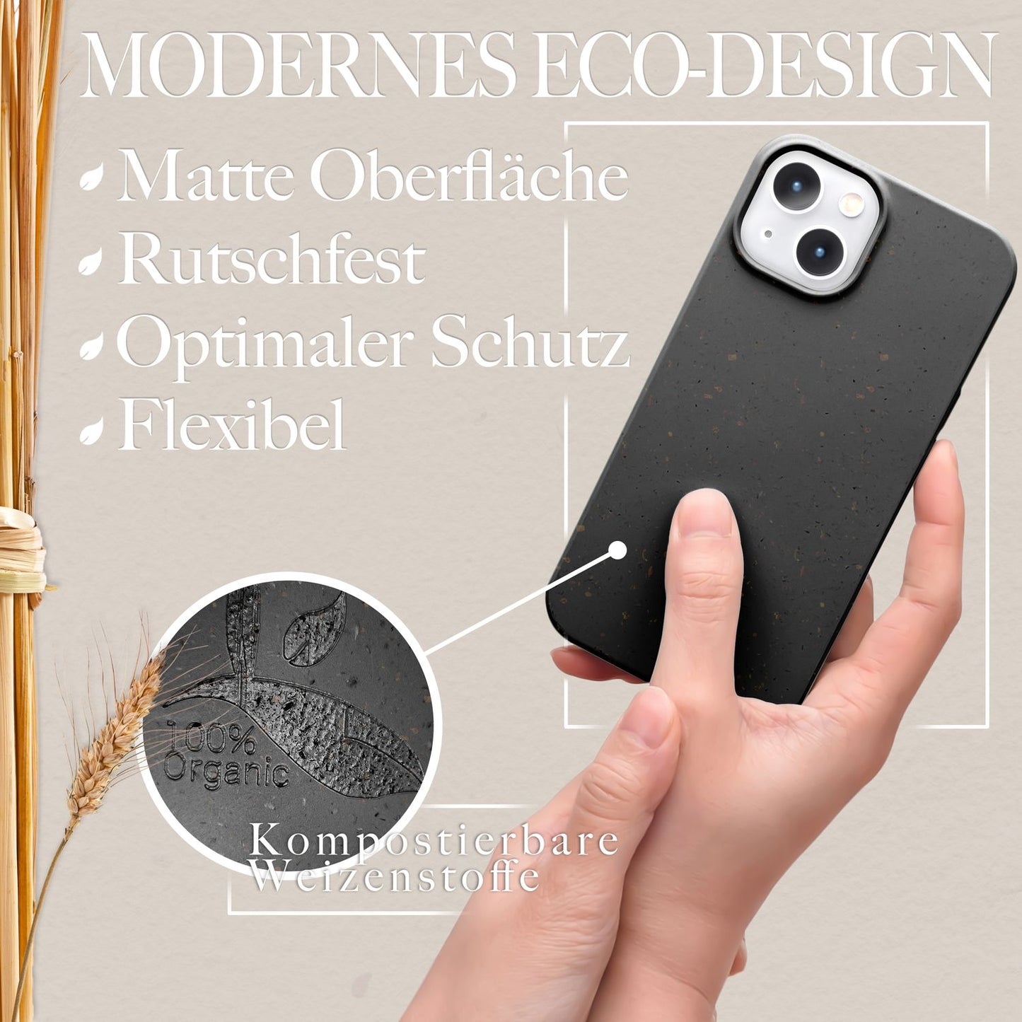 Bio Hülle für iPhone 14 Plus, Nachhaltiges Öko Case Umweltfreundlich Natur Cover