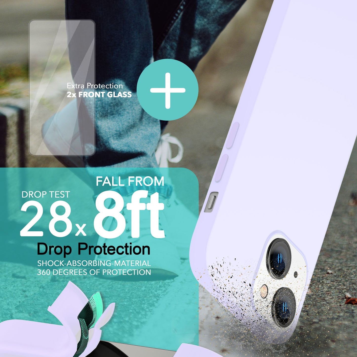 MagSafe Hülle mit 2x Schutz Glas für iPhone 14, Easy Clean Silikon Handy Cover