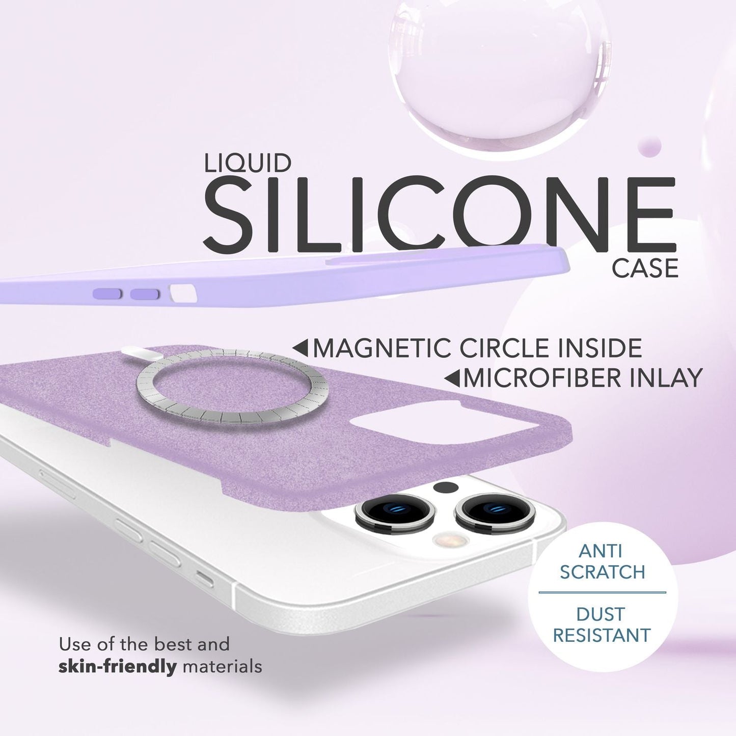 MagSafe Hülle mit 2x Schutz Glas für iPhone 14, Easy Clean Silikon Handy Cover