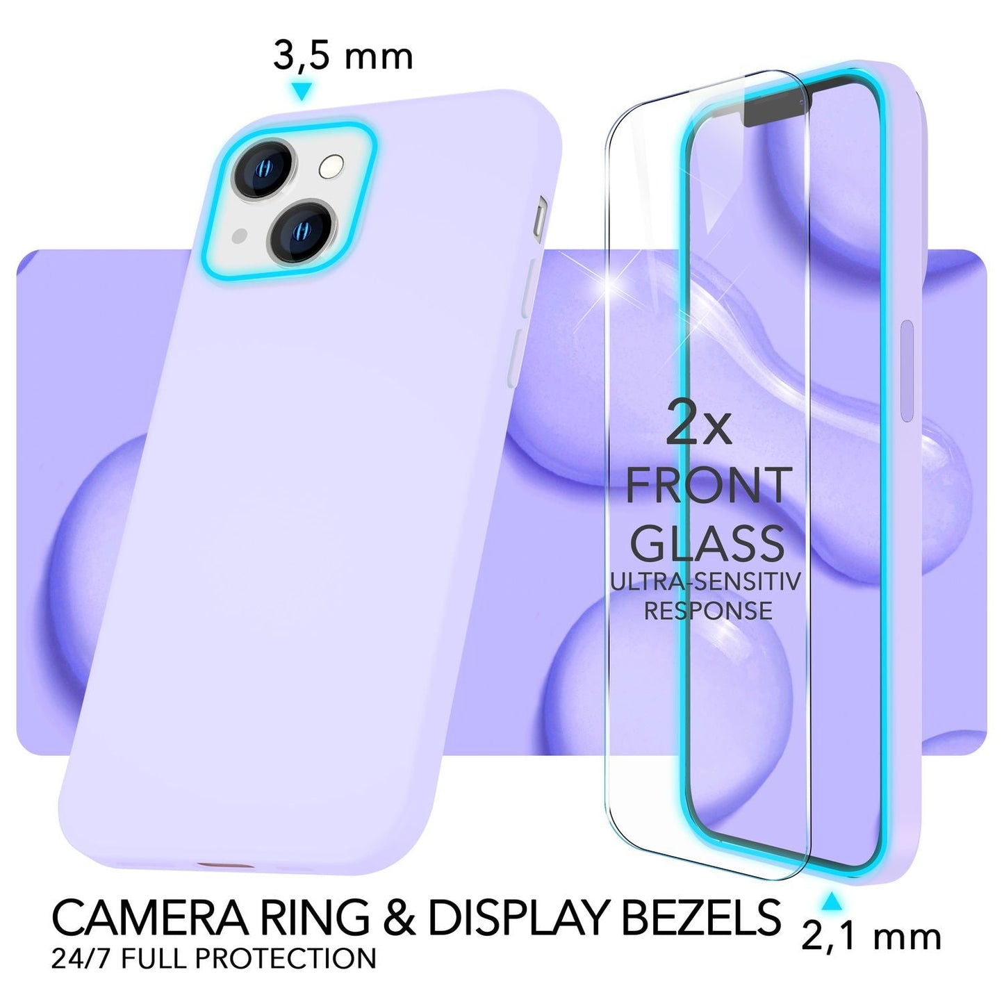 MagSafe Hülle mit 2x Schutz Glas für iPhone 14, Easy Clean Silikon Handy Cover