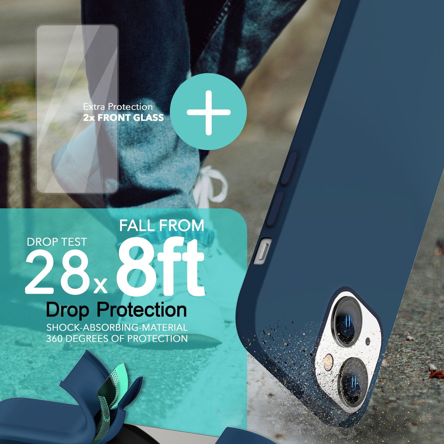 MagSafe Hülle mit 2x Schutz Glas für iPhone 14, Easy Clean Silikon Handy Cover