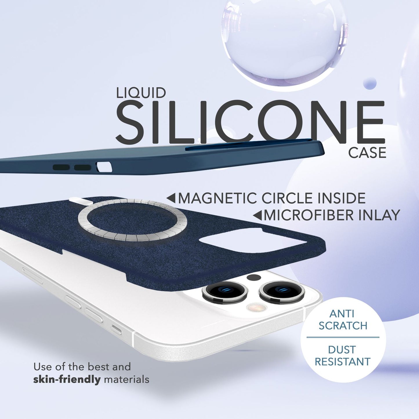 MagSafe Hülle mit 2x Schutz Glas für iPhone 14, Easy Clean Silikon Handy Cover