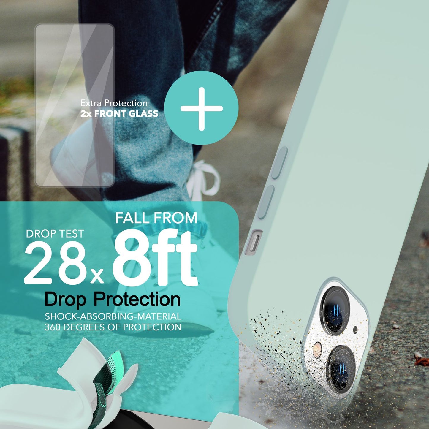 MagSafe Hülle mit 2x Schutz Glas für iPhone 14, Easy Clean Silikon Handy Cover