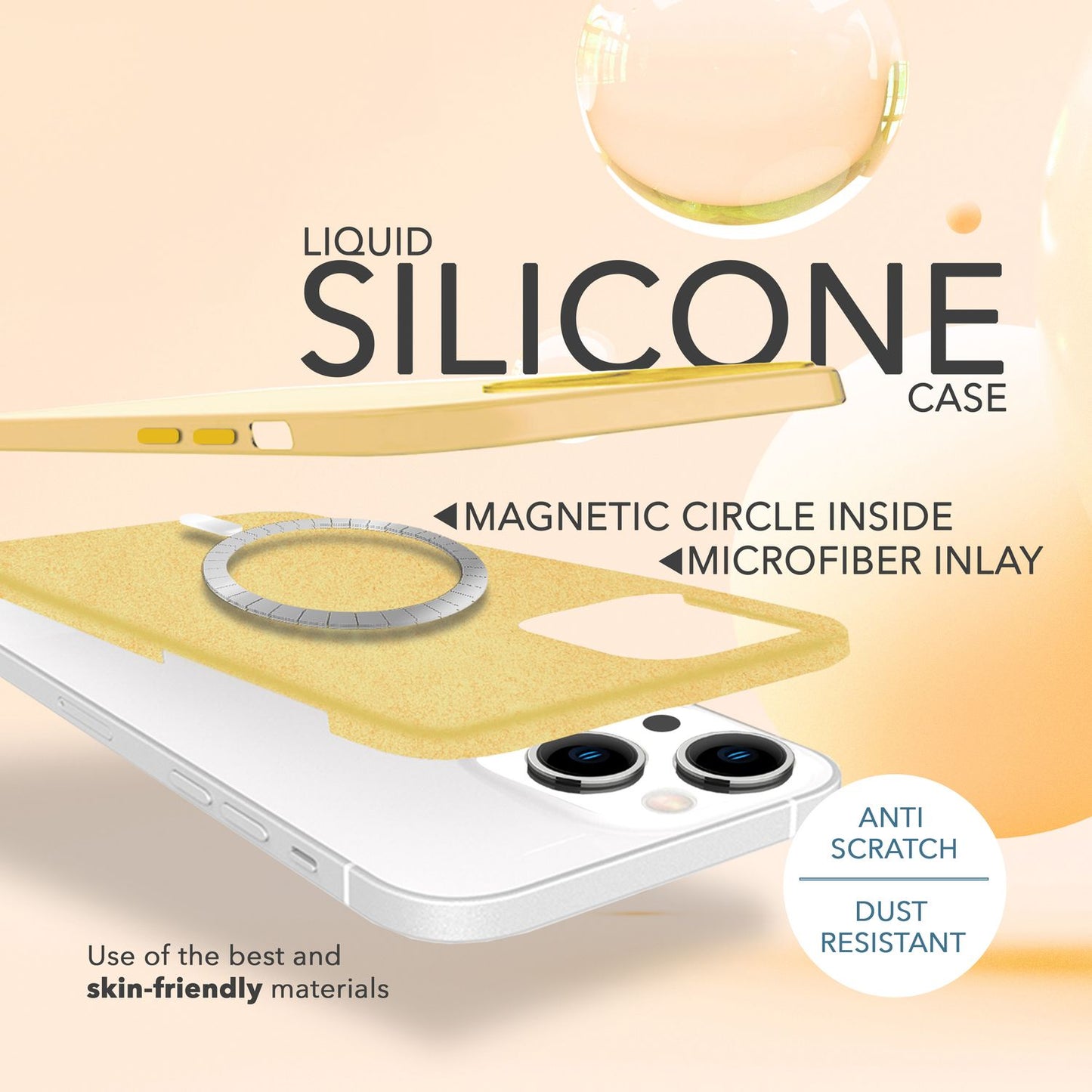 MagSafe Hülle mit 2x Schutz Glas für iPhone 14, Easy Clean Silikon Handy Cover