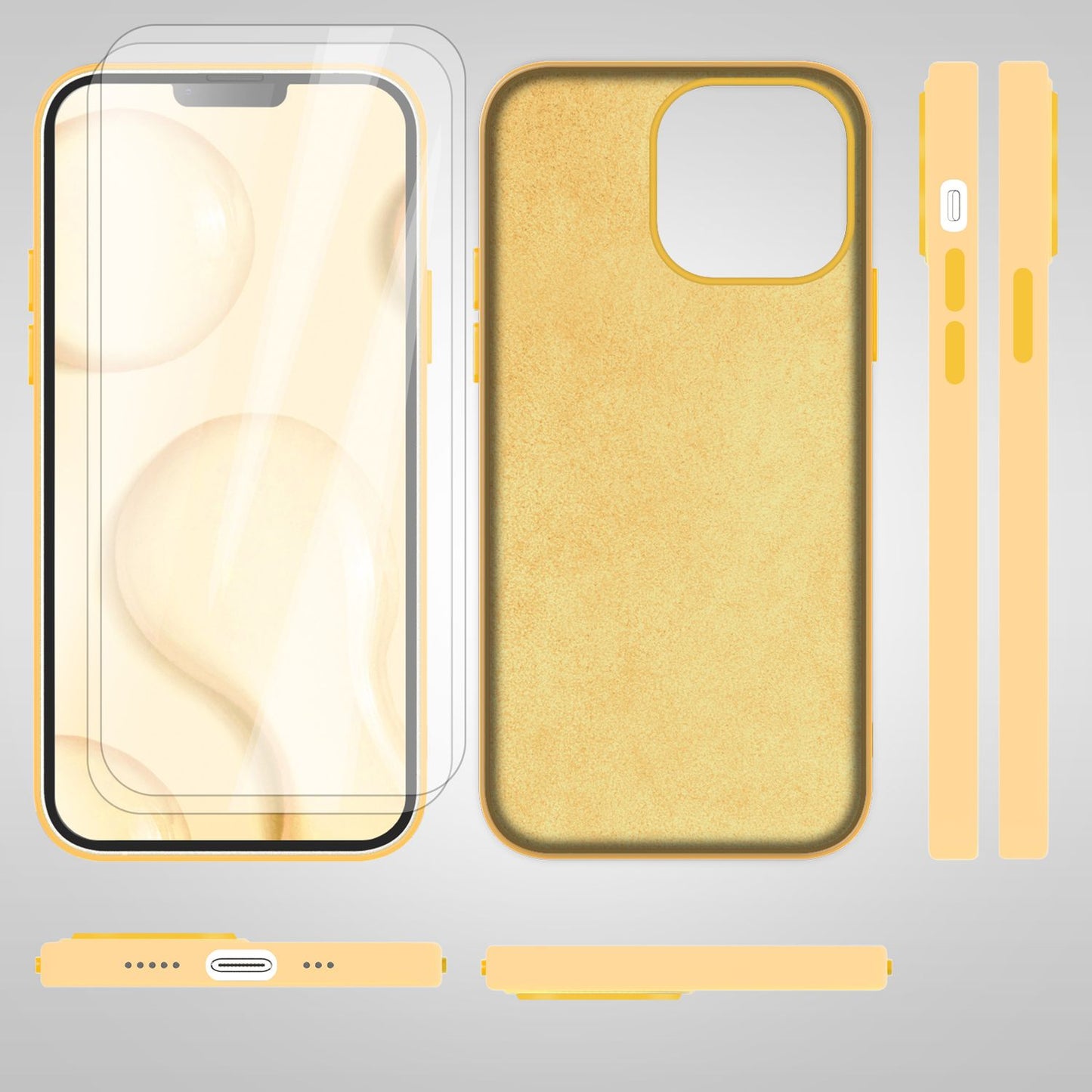 MagSafe Hülle mit 2x Schutz Glas für iPhone 14, Easy Clean Silikon Handy Cover