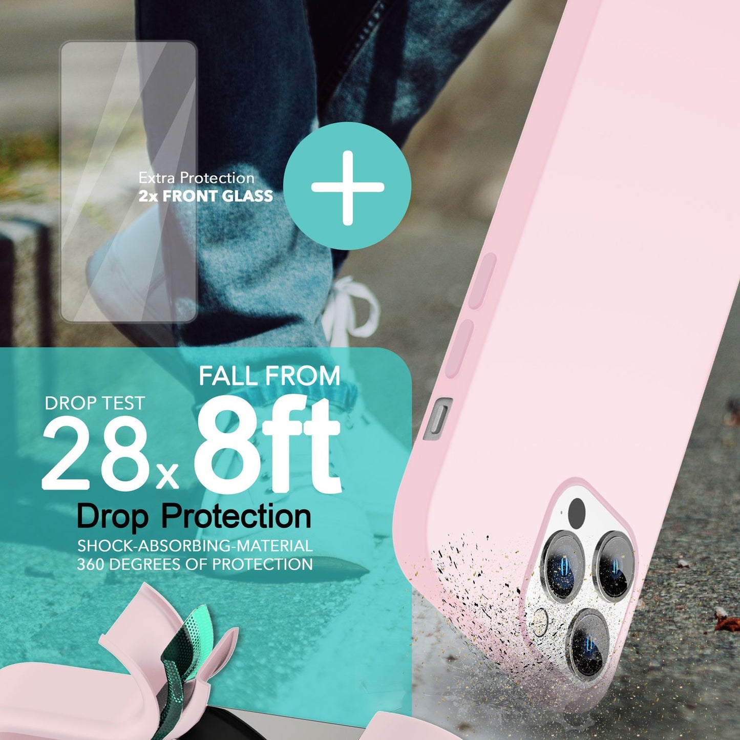 MagSafe Hülle mit 2x Schutz Glas für iPhone 14 Pro, Easy Clean Silikon Cover