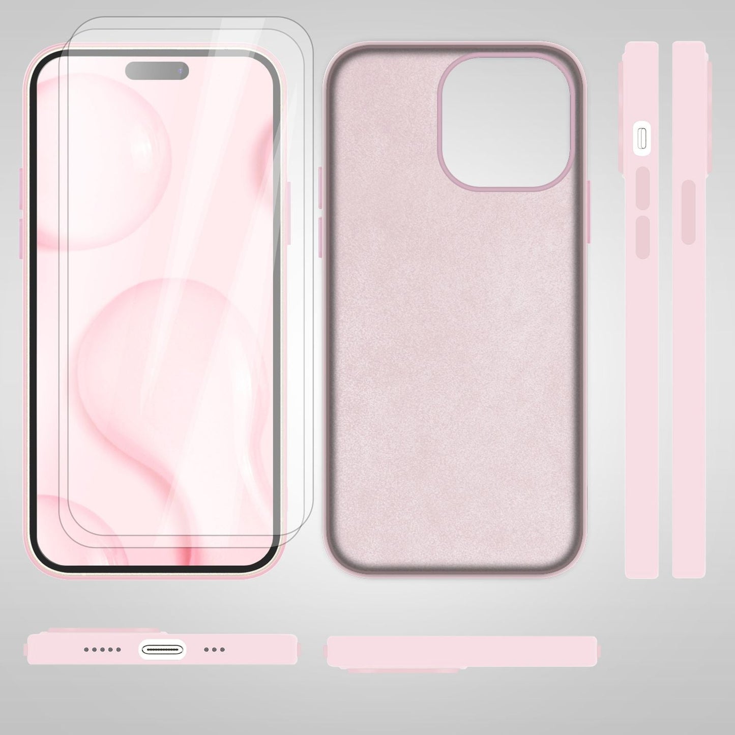 MagSafe Hülle mit 2x Schutz Glas für iPhone 14 Pro, Easy Clean Silikon Cover