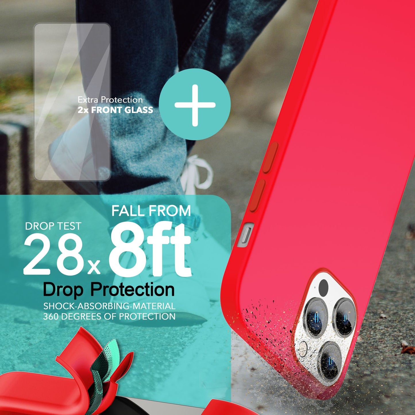 MagSafe Hülle mit 2x Schutz Glas für iPhone 14 Pro, Easy Clean Silikon Cover