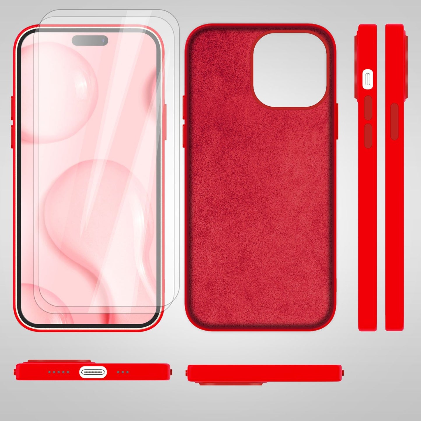 MagSafe Hülle mit 2x Schutz Glas für iPhone 14 Pro, Easy Clean Silikon Cover