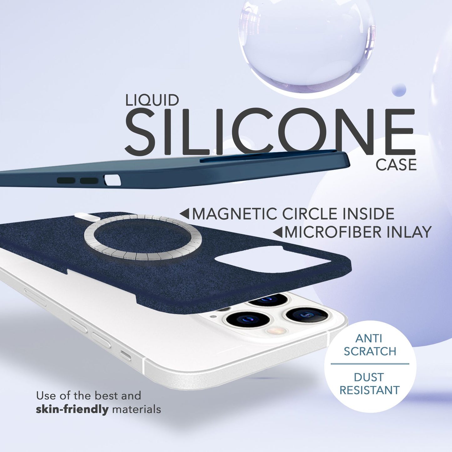 MagSafe Hülle mit 2x Schutz Glas für iPhone 14 Pro, Easy Clean Silikon Cover