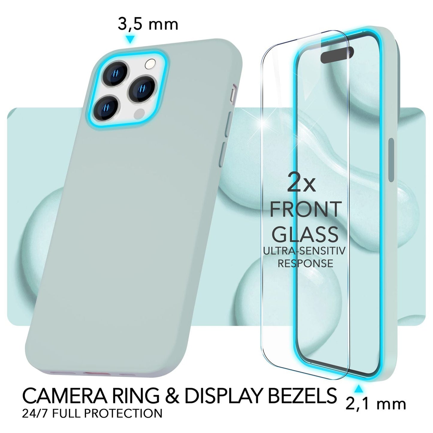 MagSafe Hülle mit 2x Schutz Glas für iPhone 14 Pro, Easy Clean Silikon Cover