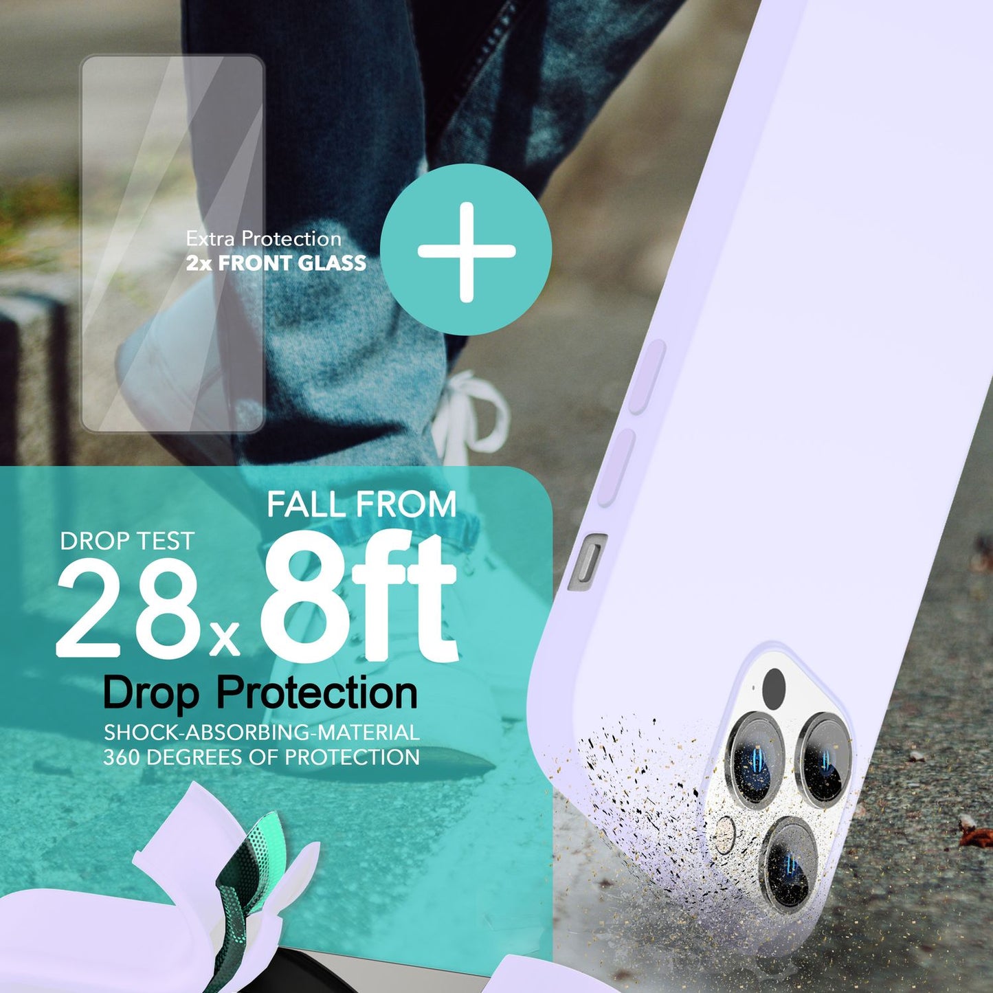 MagSafe Hülle mit 2x Schutz Glas für iPhone 14 Pro Max, Easy Clean Silikon Case