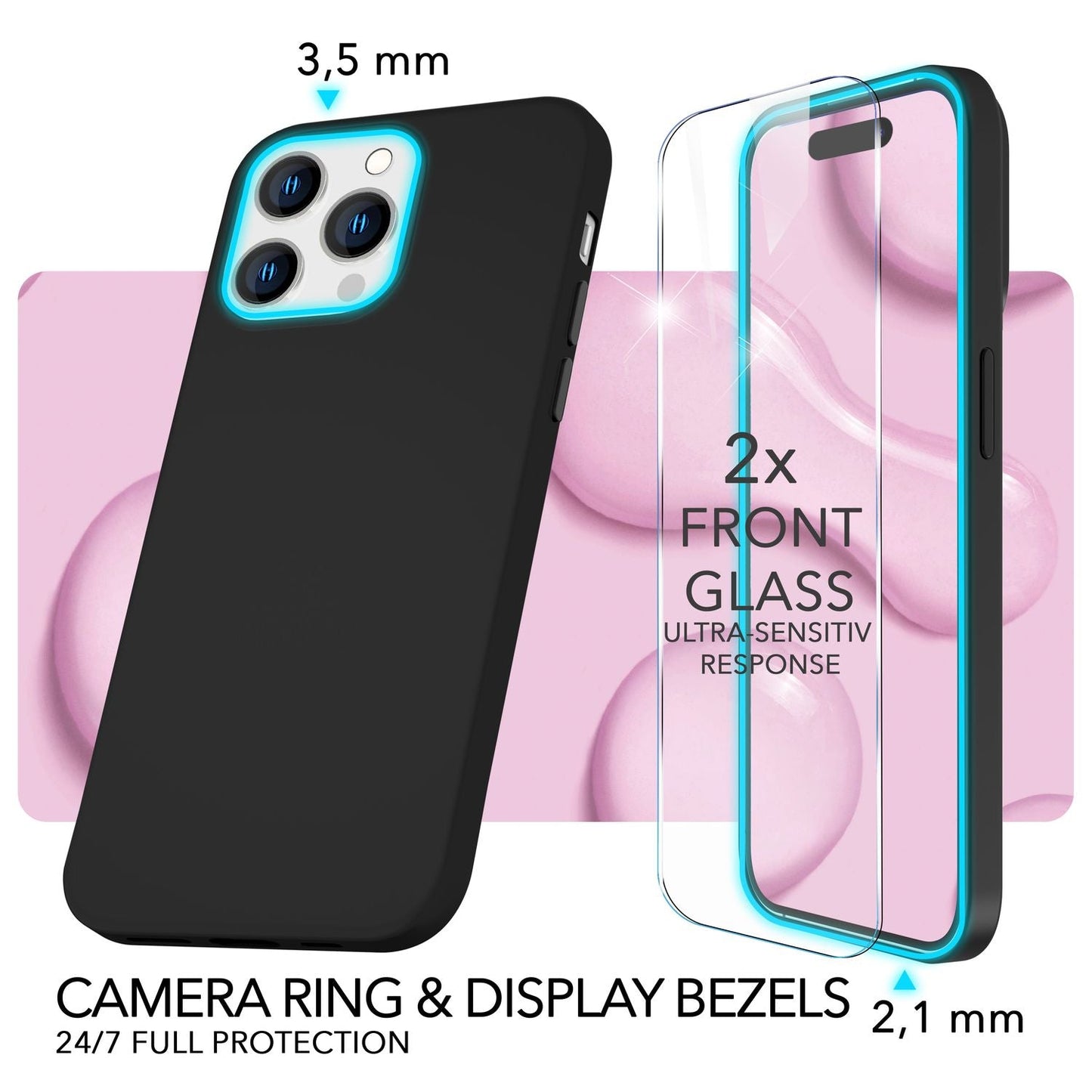 MagSafe Hülle mit 2x Schutz Glas für iPhone 14 Pro Max, Easy Clean Silikon Case