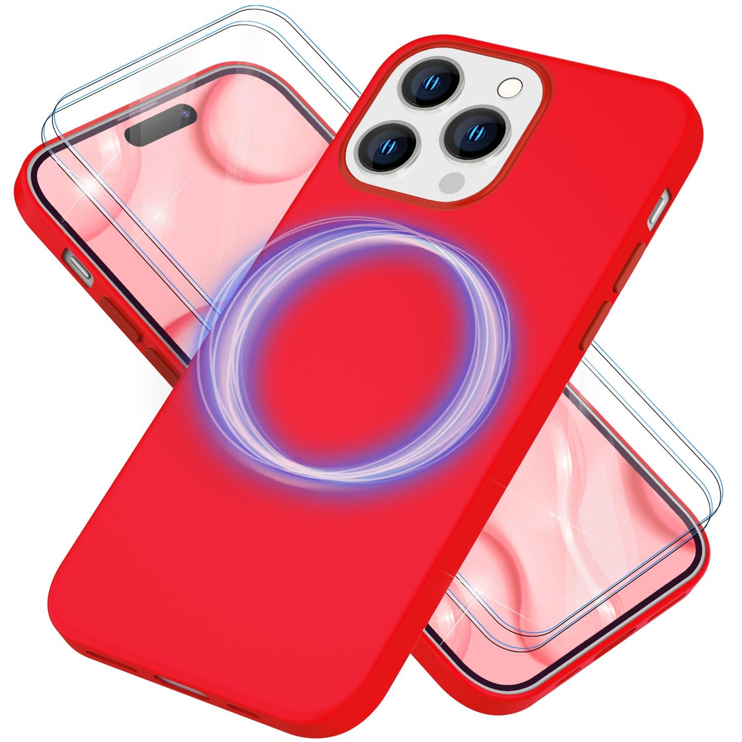 MagSafe Hülle mit 2x Schutz Glas für iPhone 14 Pro Max, Easy Clean Silikon Case