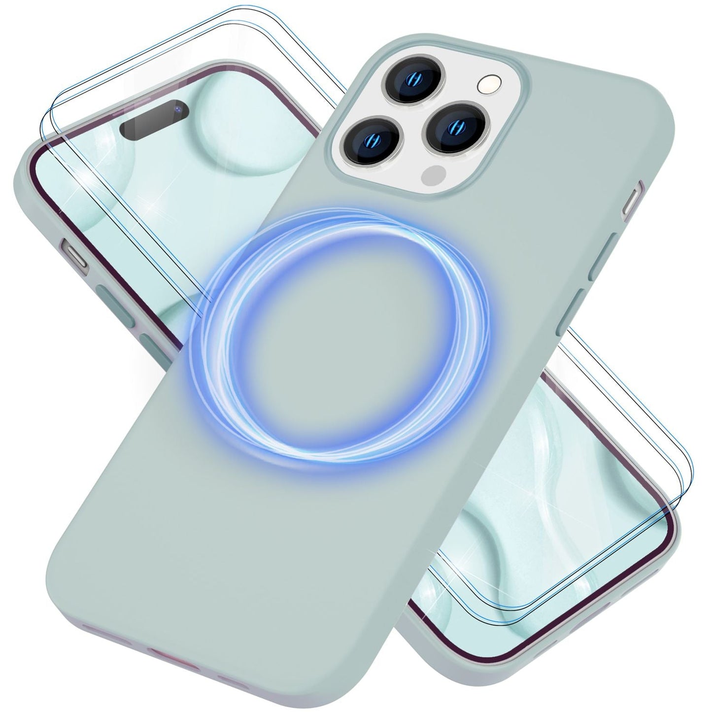 MagSafe Hülle mit 2x Schutz Glas für iPhone 14 Pro Max, Easy Clean Silikon Case