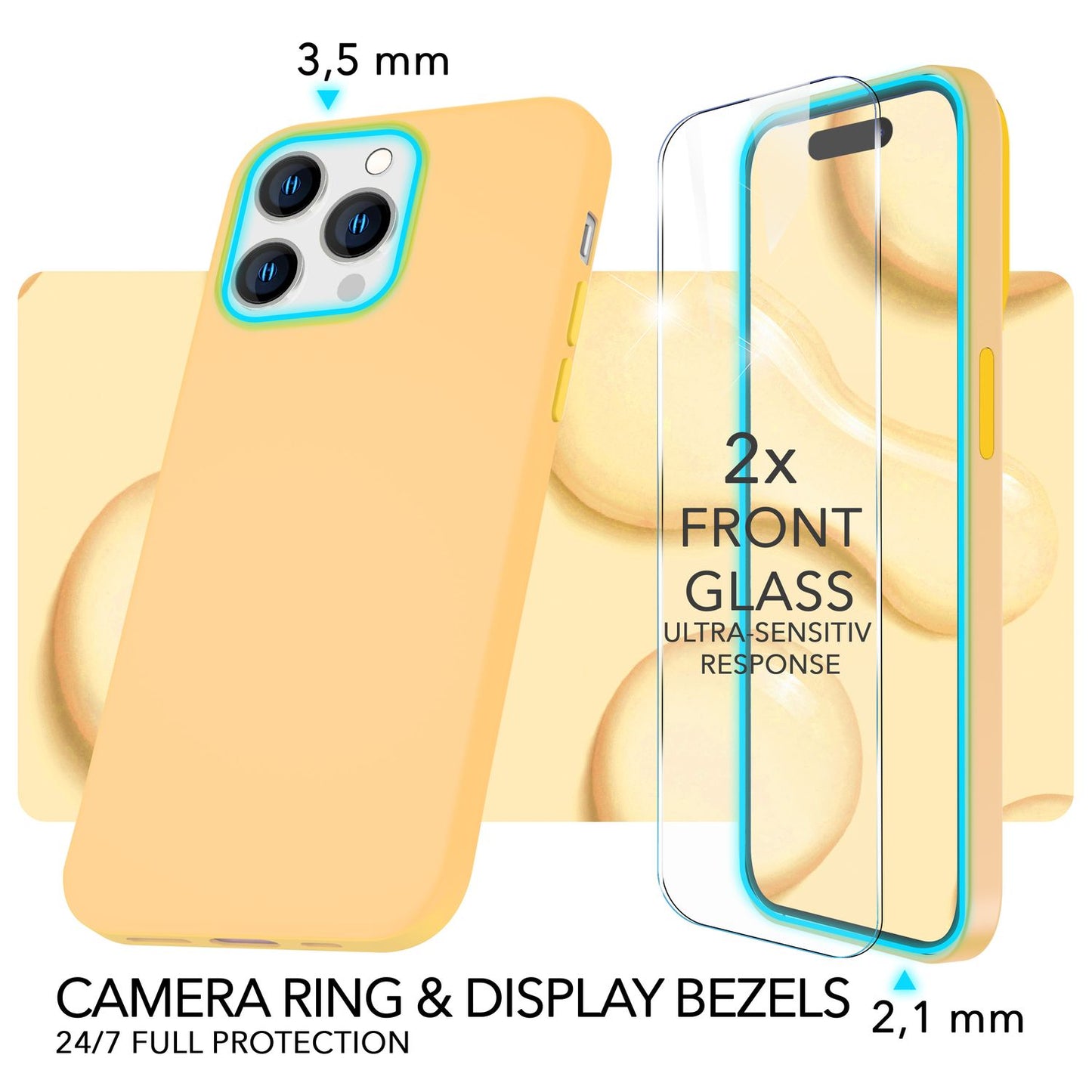 MagSafe Hülle mit 2x Schutz Glas für iPhone 14 Pro Max, Easy Clean Silikon Case