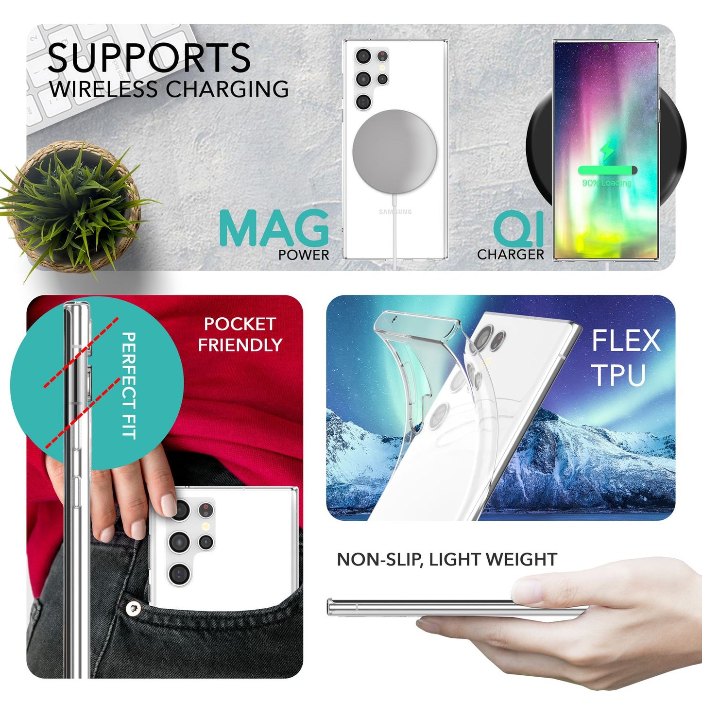 Klare Silikon Hülle für Samsung Galaxy S23 Ultra 2x Displayschutz & Kameraschutz