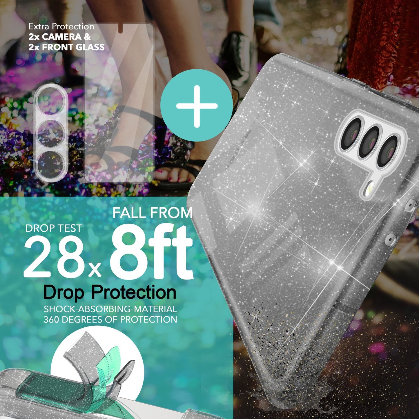 Husă NALIA Dazzlin cu sclipici - Capacitate particule strălucitoare, performanță de protecție premium, potrivire perfectă pentru Galaxy S23 Plus