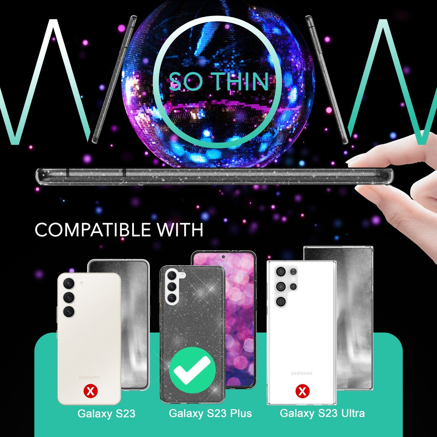 Husă NALIA Dazzlin cu sclipici - Capacitate particule strălucitoare, performanță de protecție premium, potrivire perfectă pentru Galaxy S23 Plus