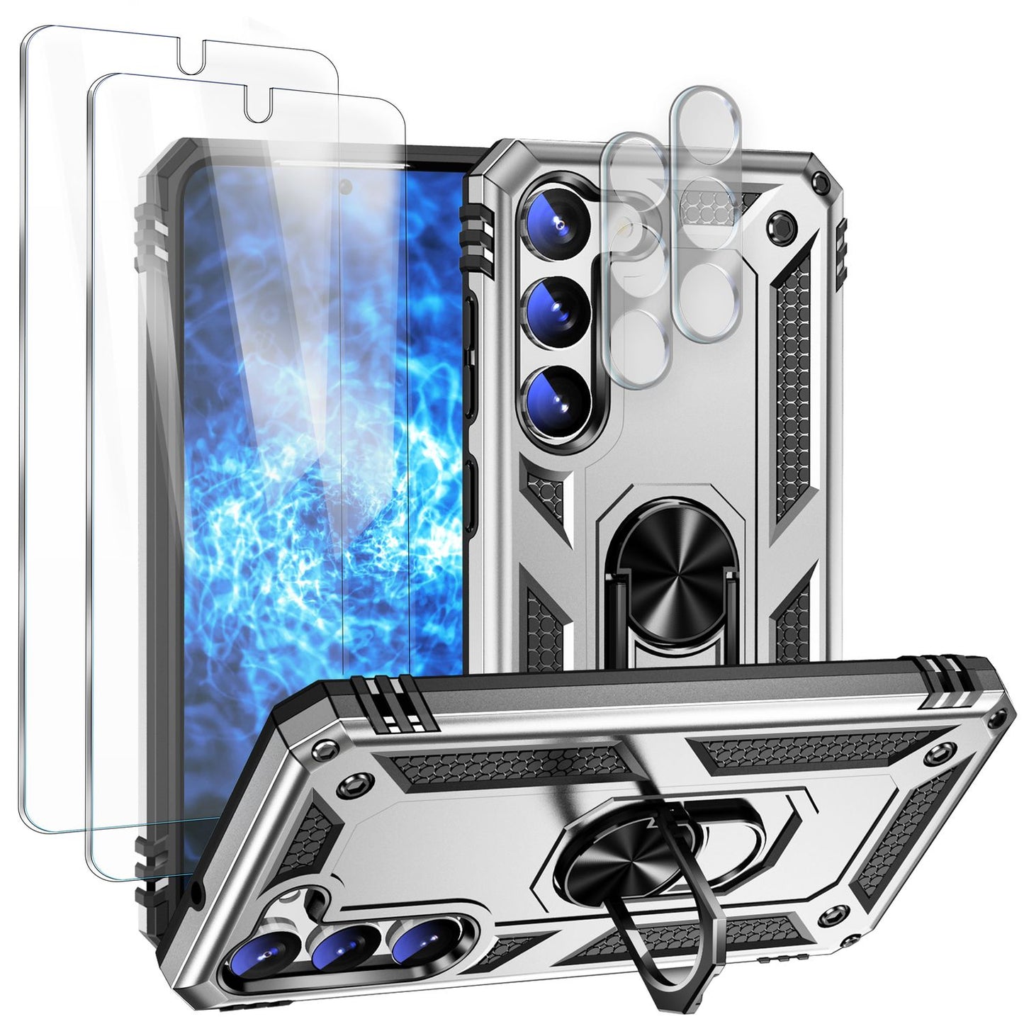 Military Ring Hülle für Samsung Galaxy S23, 2x Display- & Kameraschutz