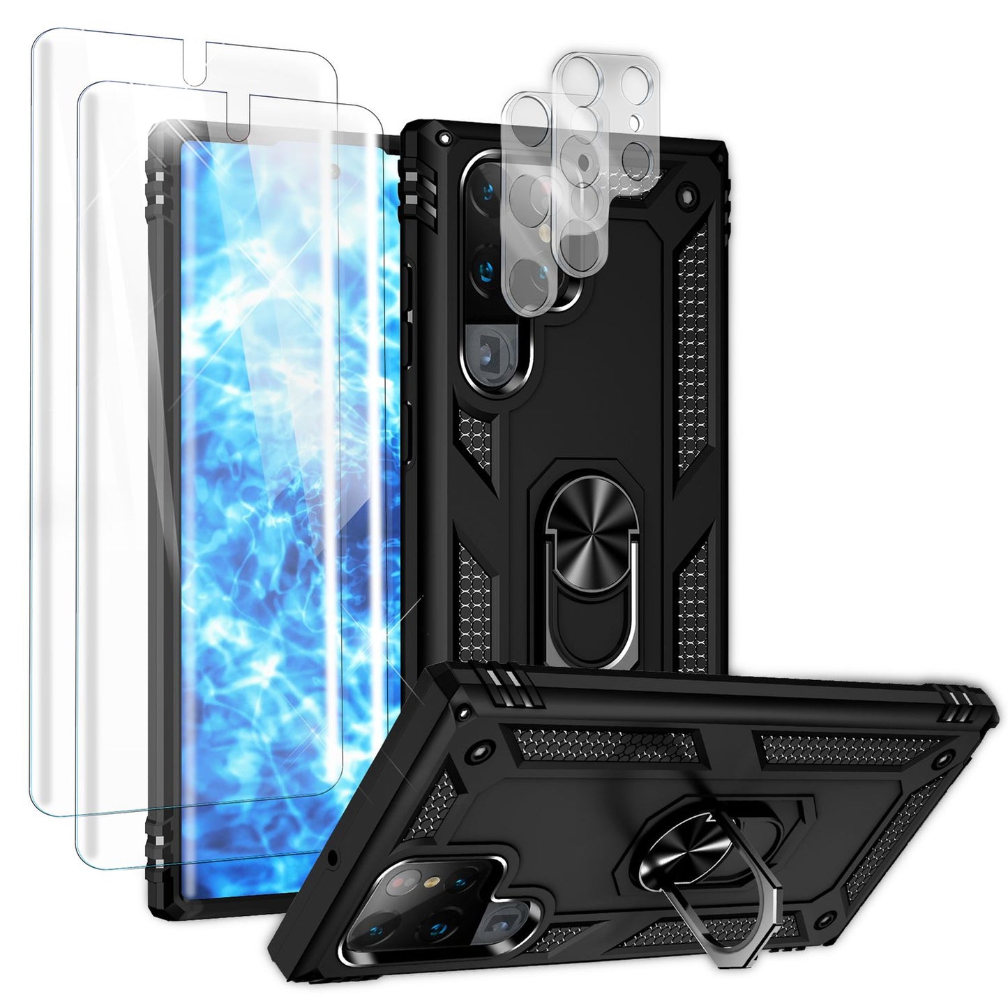Robuste Ring Hülle für Samsung Galaxy S23 Ultra, Display-/ Kameraschutz