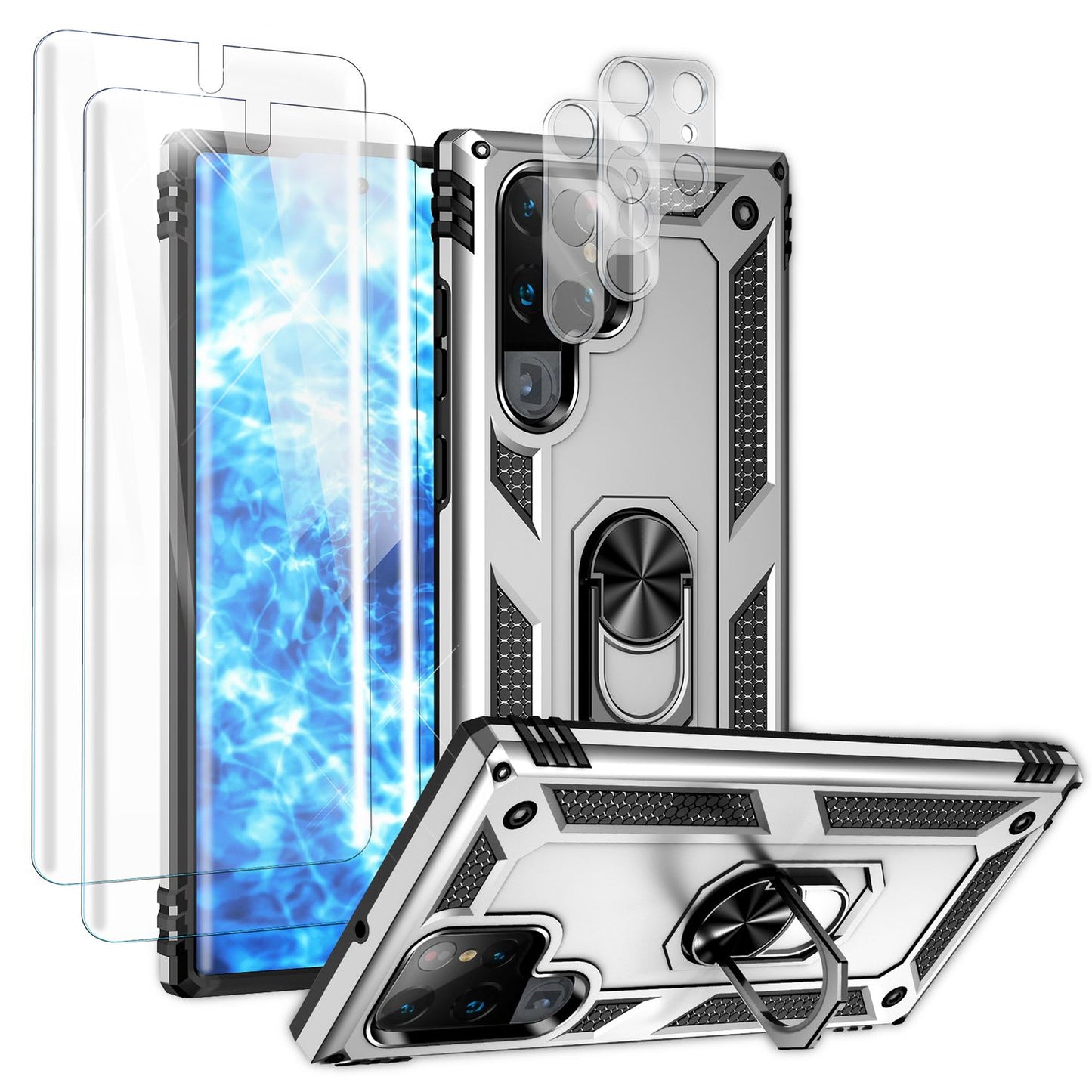 Robuste Ring Hülle für Samsung Galaxy S23 Ultra, Display-/ Kameraschutz