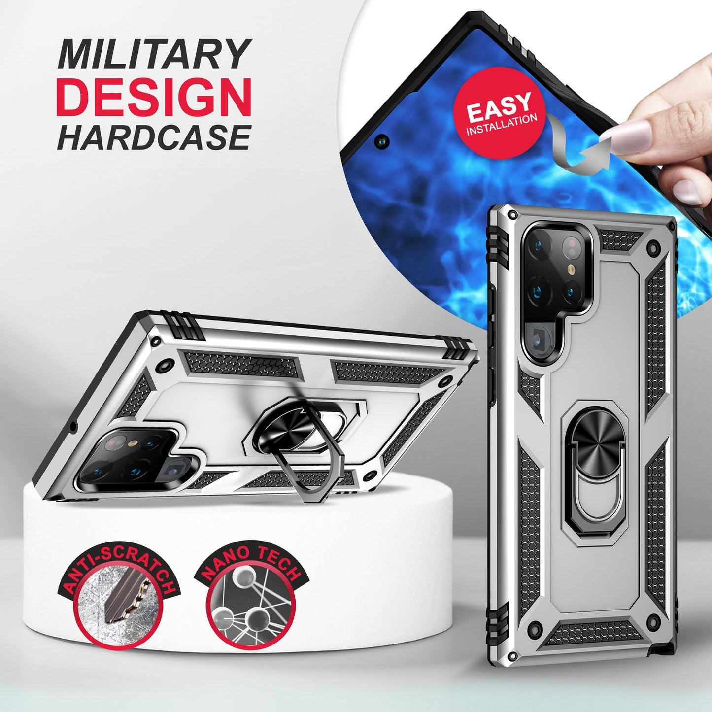 Robuste Ring Hülle für Samsung Galaxy S23 Ultra, Display-/ Kameraschutz