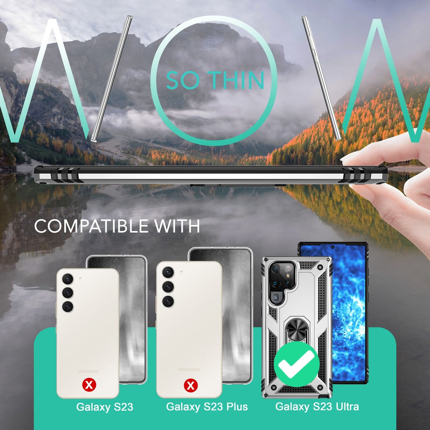 Robuste Ring Hülle für Samsung Galaxy S23 Ultra, Display-/ Kameraschutz