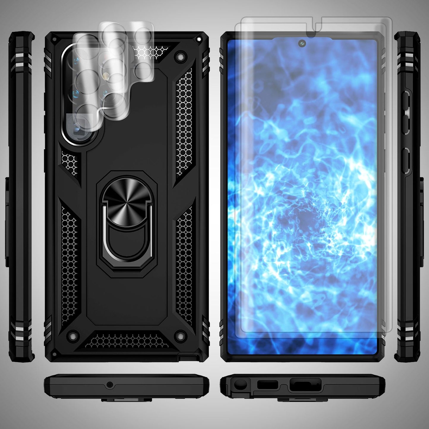 Robuste Ring Hülle für Samsung Galaxy S23 Ultra, Display-/ Kameraschutz