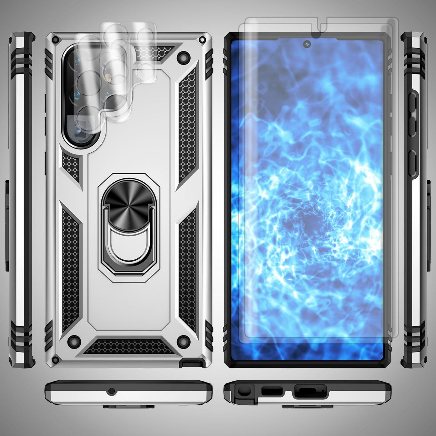 Robuste Ring Hülle für Samsung Galaxy S23 Ultra, Display-/ Kameraschutz