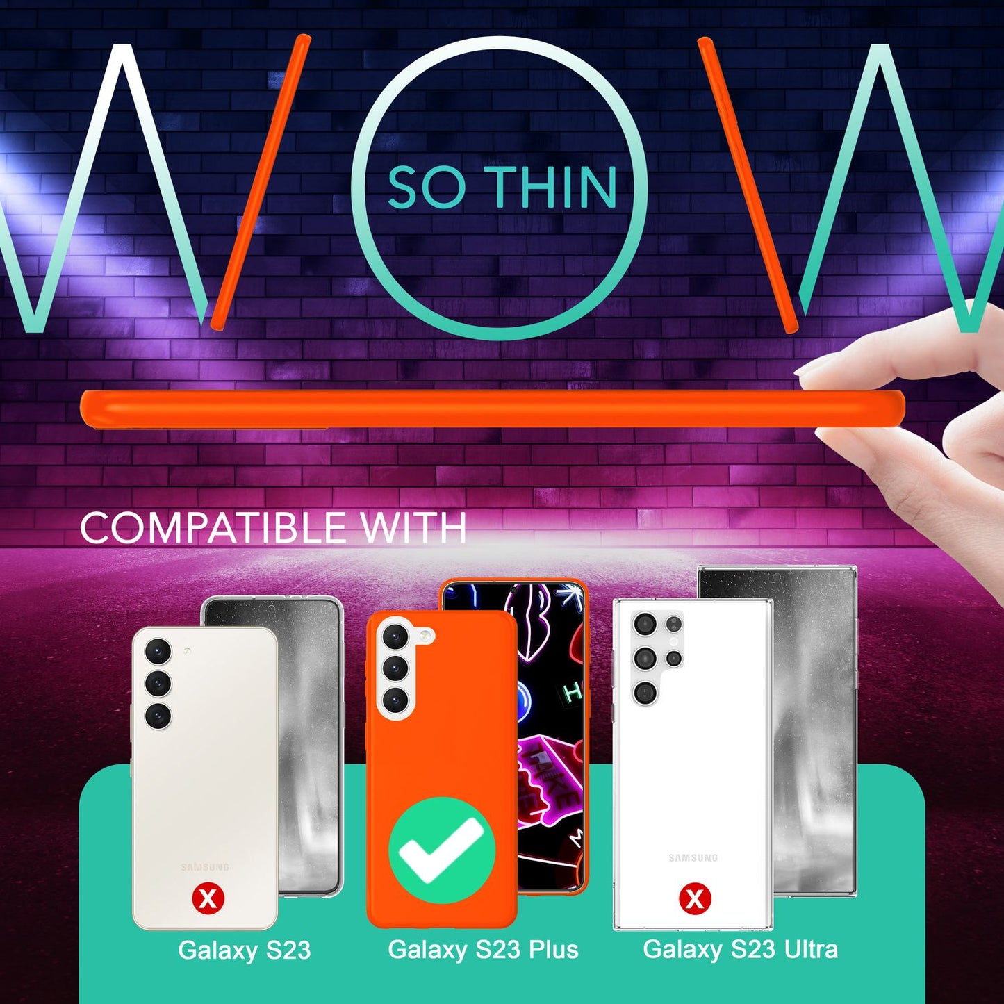 Neon Silikon Hülle für Samsung Galaxy S23 Plus, 2x Display/ Kameraschutz