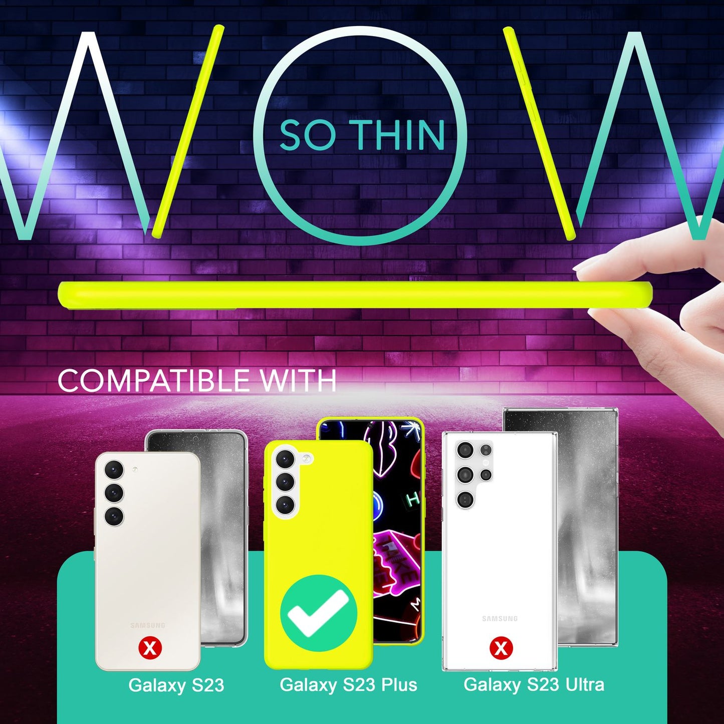 Neon Silikon Hülle für Samsung Galaxy S23 Plus, 2x Display/ Kameraschutz