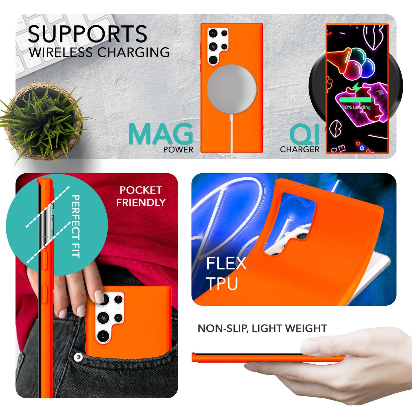 Bunte Neon Silikon Hülle für Samsung Galaxy S23 Ultra, 2x Displayschutz