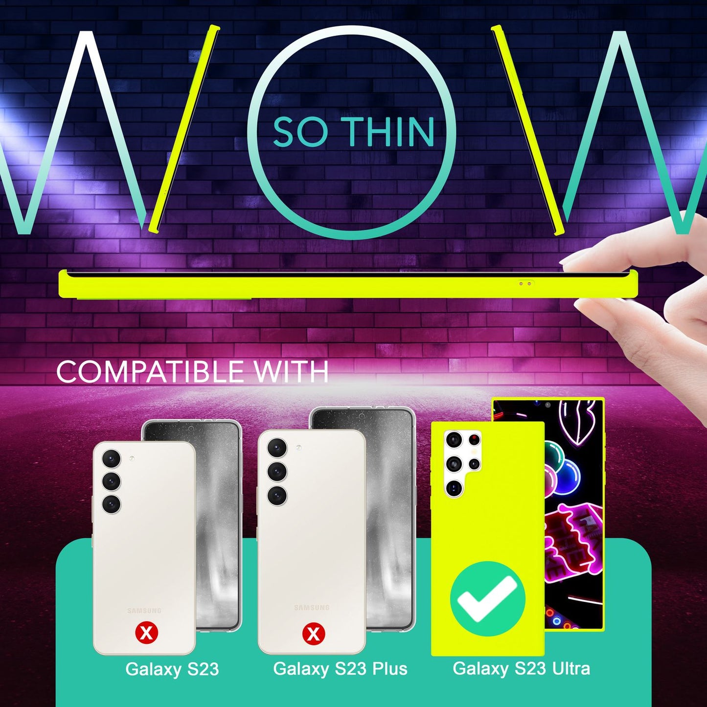 Bunte Neon Silikon Hülle für Samsung Galaxy S23 Ultra, 2x Displayschutz