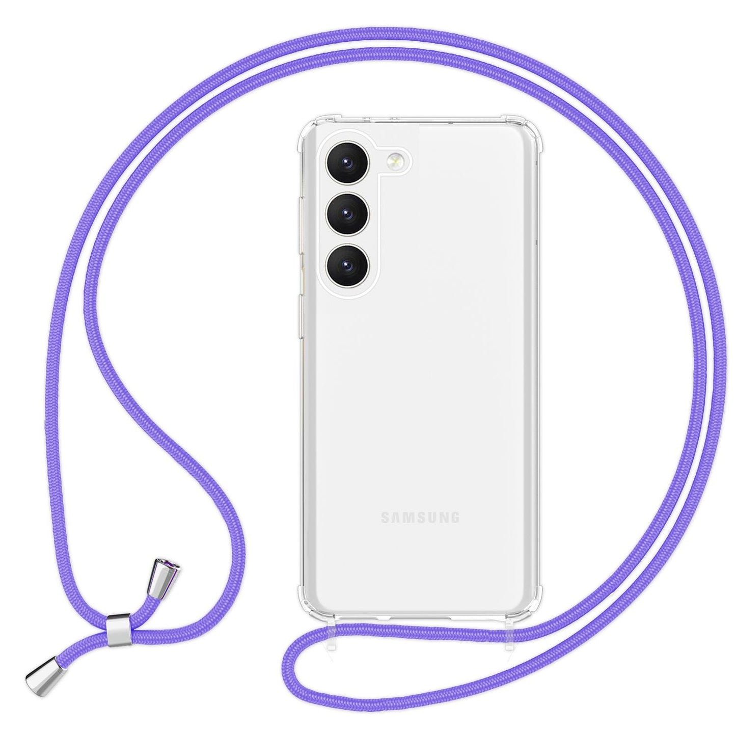 Klare Hybrid Hülle mit Kette zum Umhängen für Samsung Galaxy S23