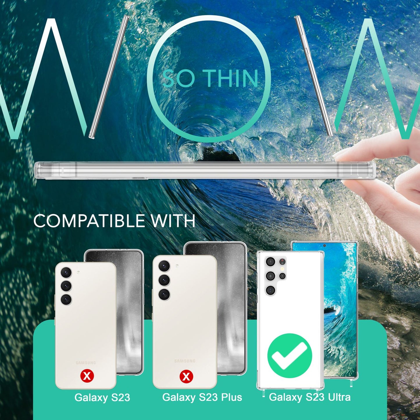 Klare Hülle mit Kette zum Umhängen für Samsung Galaxy S23 Ultra