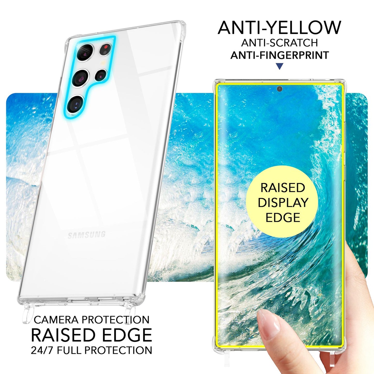 Klare Hülle mit Kette zum Umhängen für Samsung Galaxy S23 Ultra