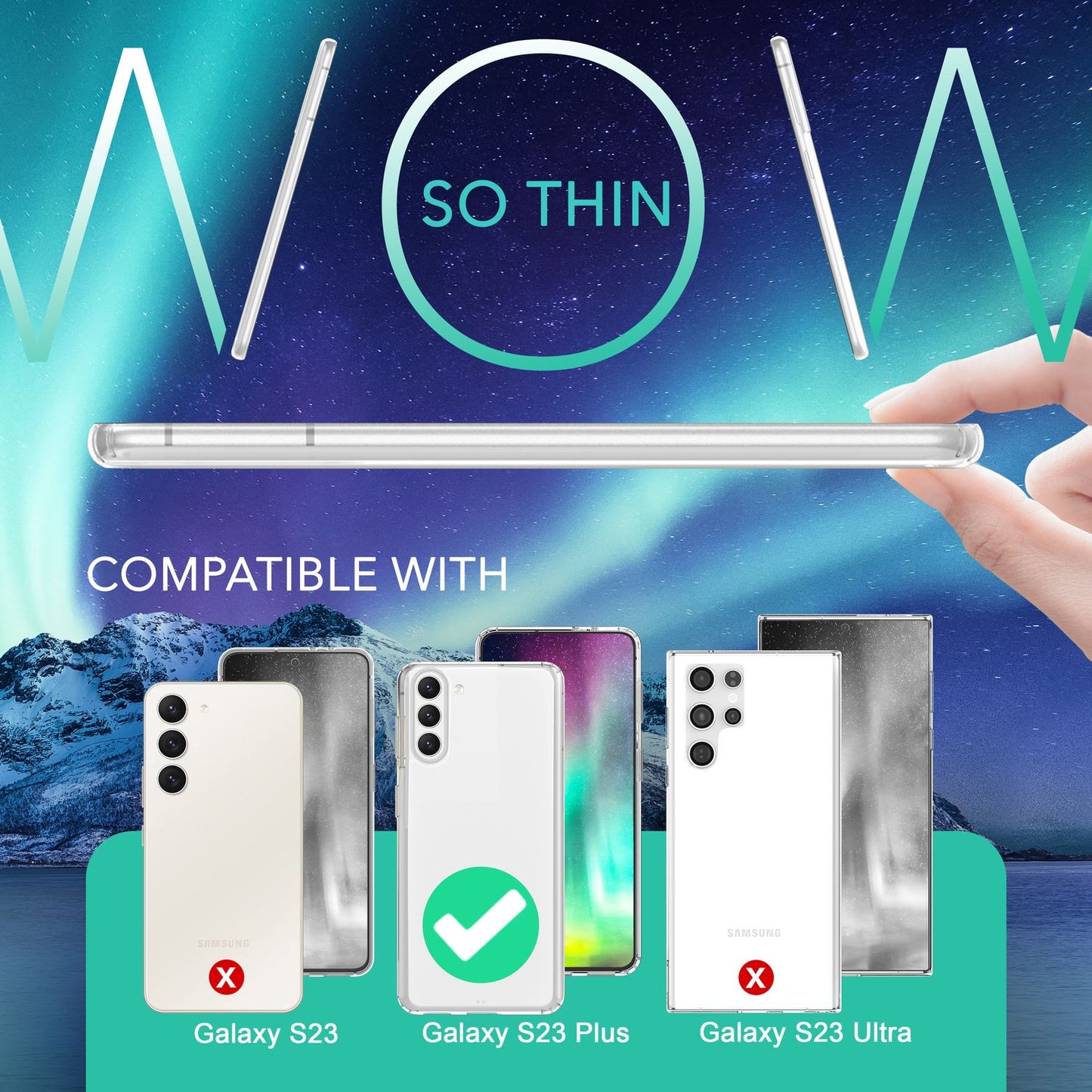 Husă transparentă NALIA Berlin pentru Galaxy S23 Plus - Dimensiune 6,1 inci, Grosime 1,2 mm, Greutate 19 g