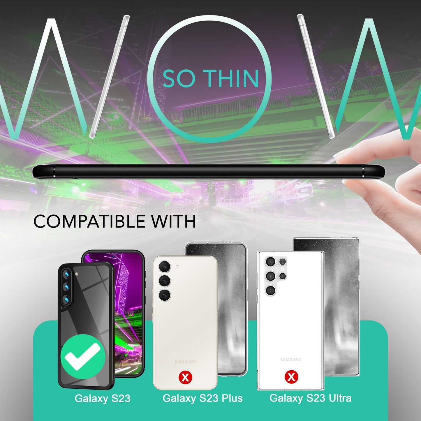 Prova Klare Hybrid Hülle Galaxy S23 - 2x Displayglas/Kameraschutz, Transparent, Kratzfestes Acryl-Backcover