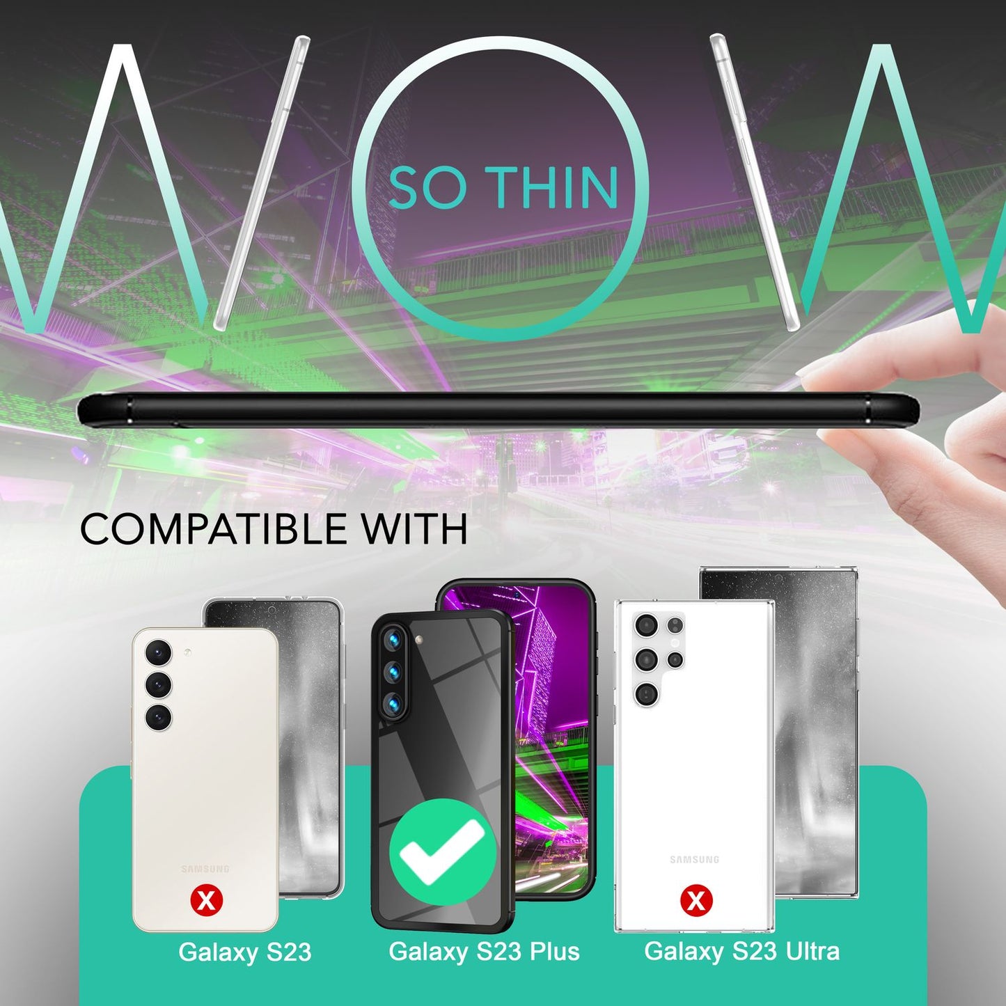 Prova Hybrid Hülle Klar - Passform Galaxy S23 Plus, 2x Display-/Kameraschutz Schwarz