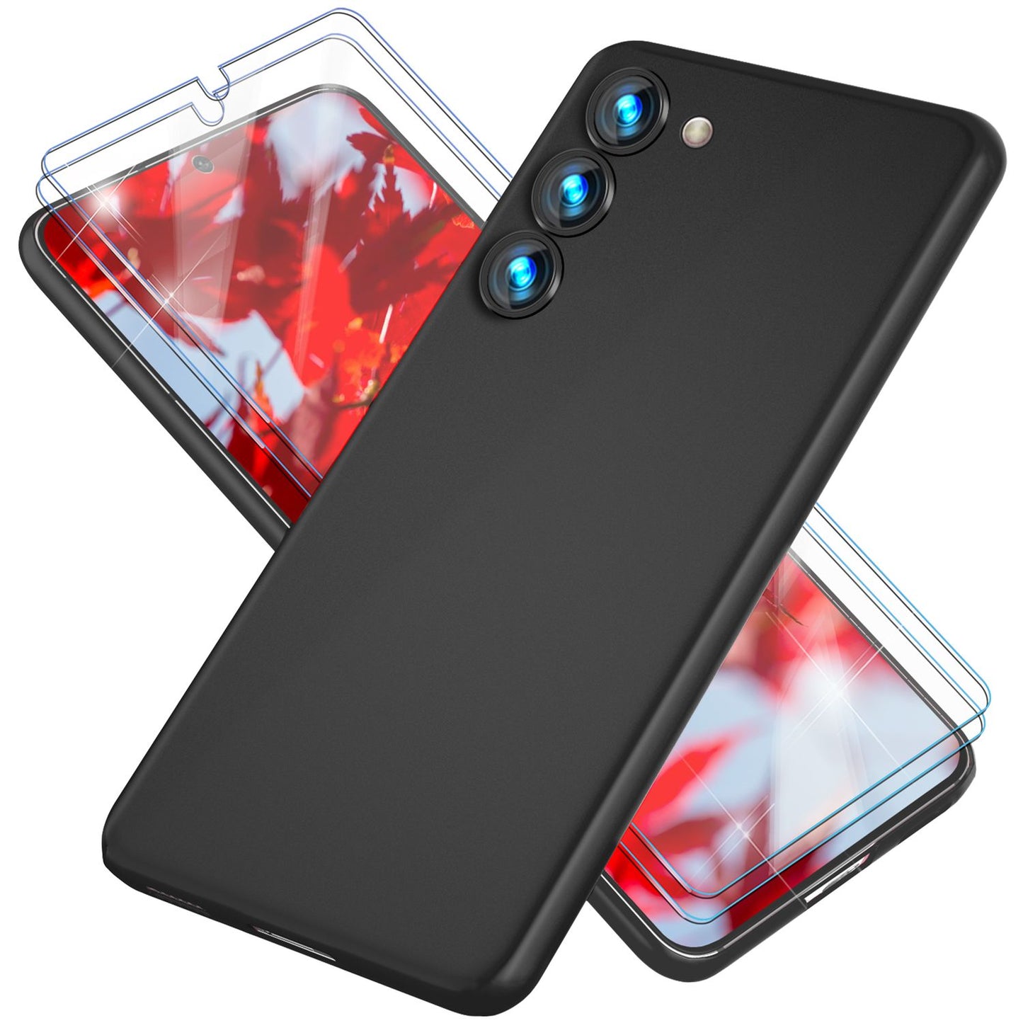 Carcasă mată de telefon, subțire de 0,3 mm, pentru Samsung Galaxy S23, 2x folii de protecție pentru ecran