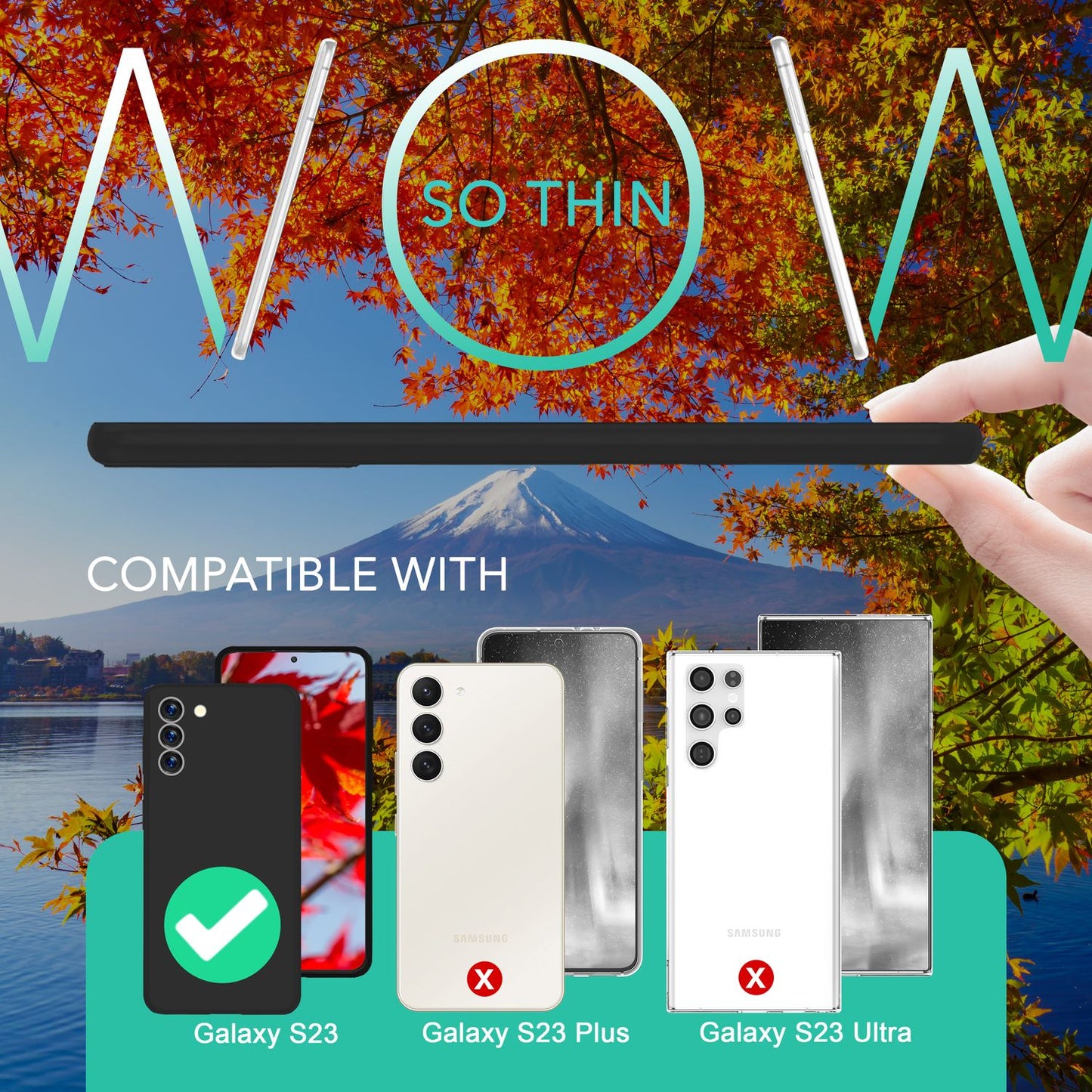 Carcasă mată de telefon, subțire de 0,3 mm, pentru Samsung Galaxy S23, 2x folii de protecție pentru ecran