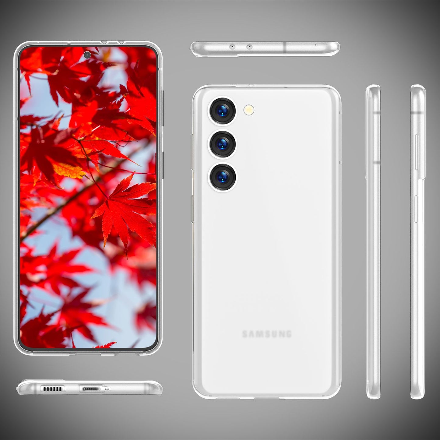 Carcasă mată de telefon, subțire de 0,3 mm, pentru Samsung Galaxy S23, 2x folii de protecție pentru ecran